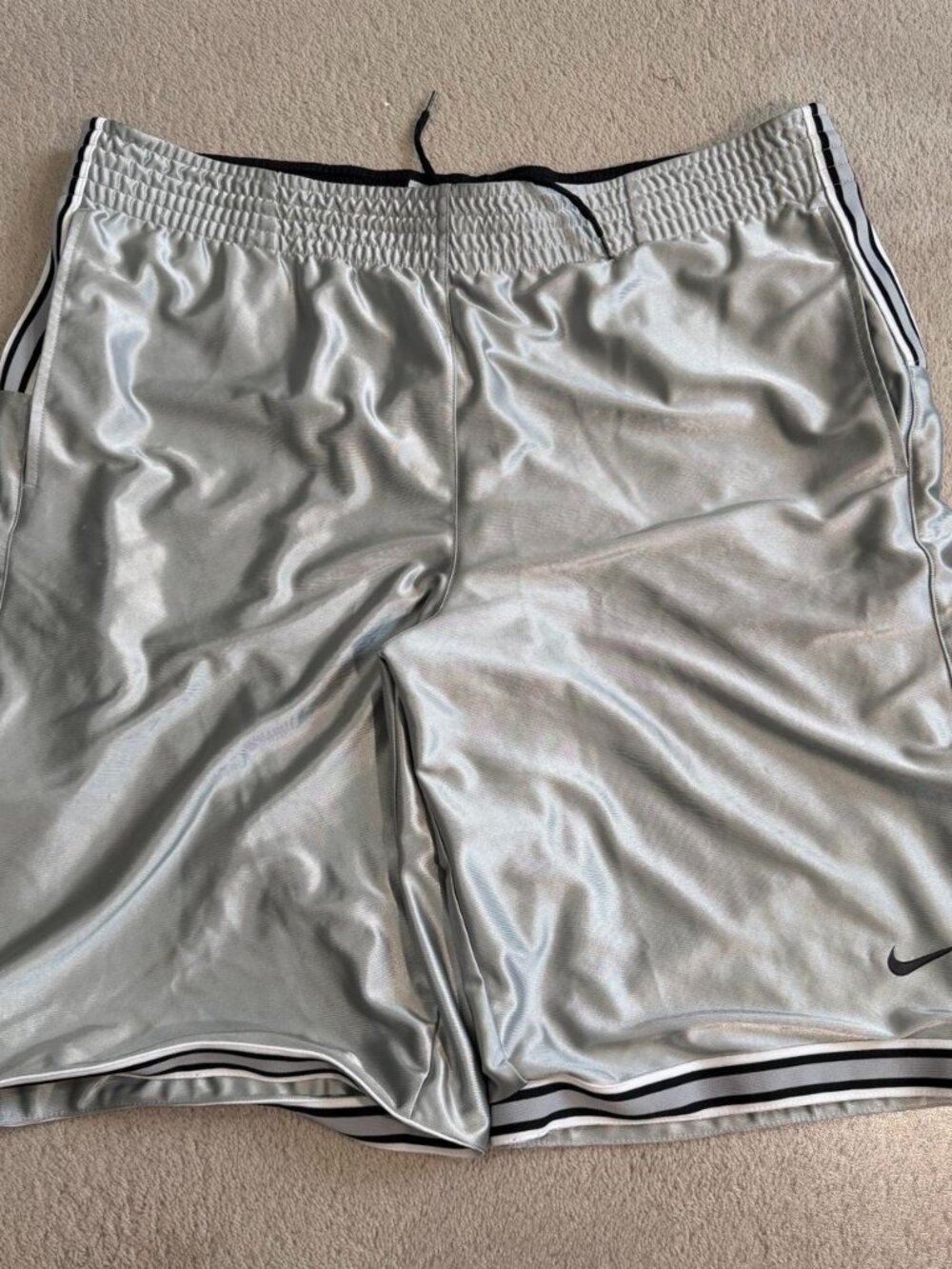 Vintage Nike Basketball Reversible Shorts Mens XXL Dazzle Shiny Y2K Silver Baggy